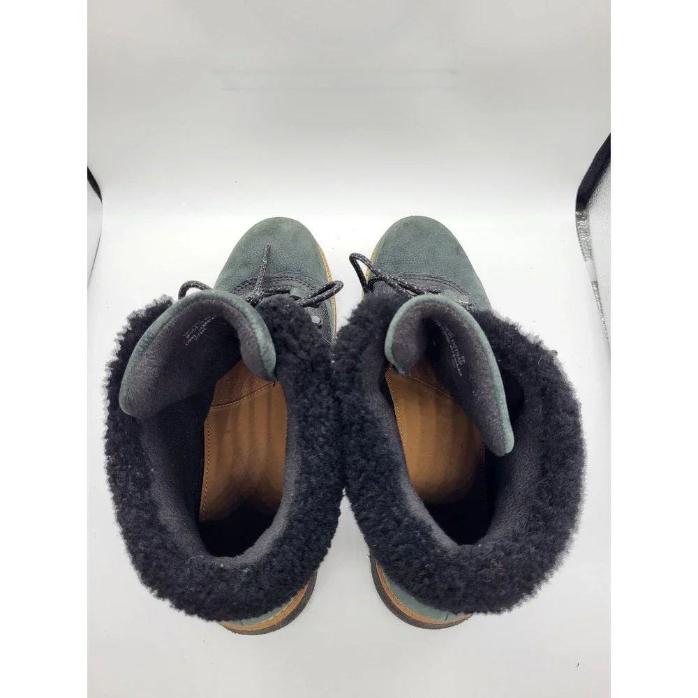 Cole Haan GrandExplore Womens 9 Green Waterproof Shearling Hiking Boots Leather
